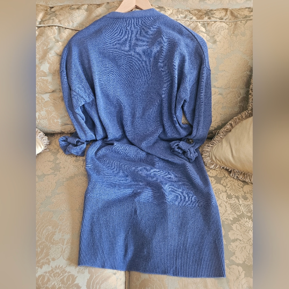 NWOT Massimo Dutti Long Knit Blue Cardigan - Picture 2 of 16